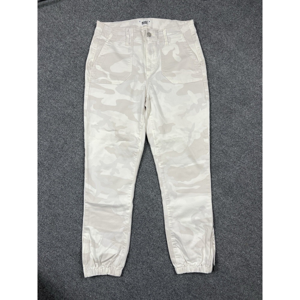 Paige‎ Women's Mayslie Jogger 27 White Cream Camouflage Ankle Zip